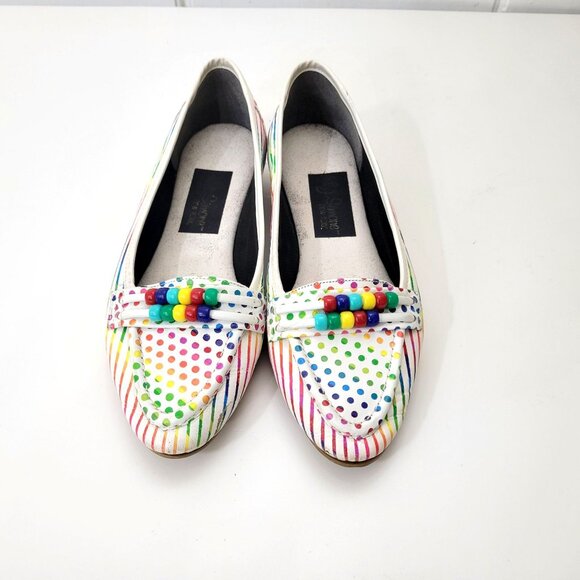 Vintage L J Simone New York  Rainbow Beaded Loafers - Picture 2 of 8